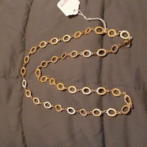Gold Plated Round Circle Necklace. 30" (L3 258)